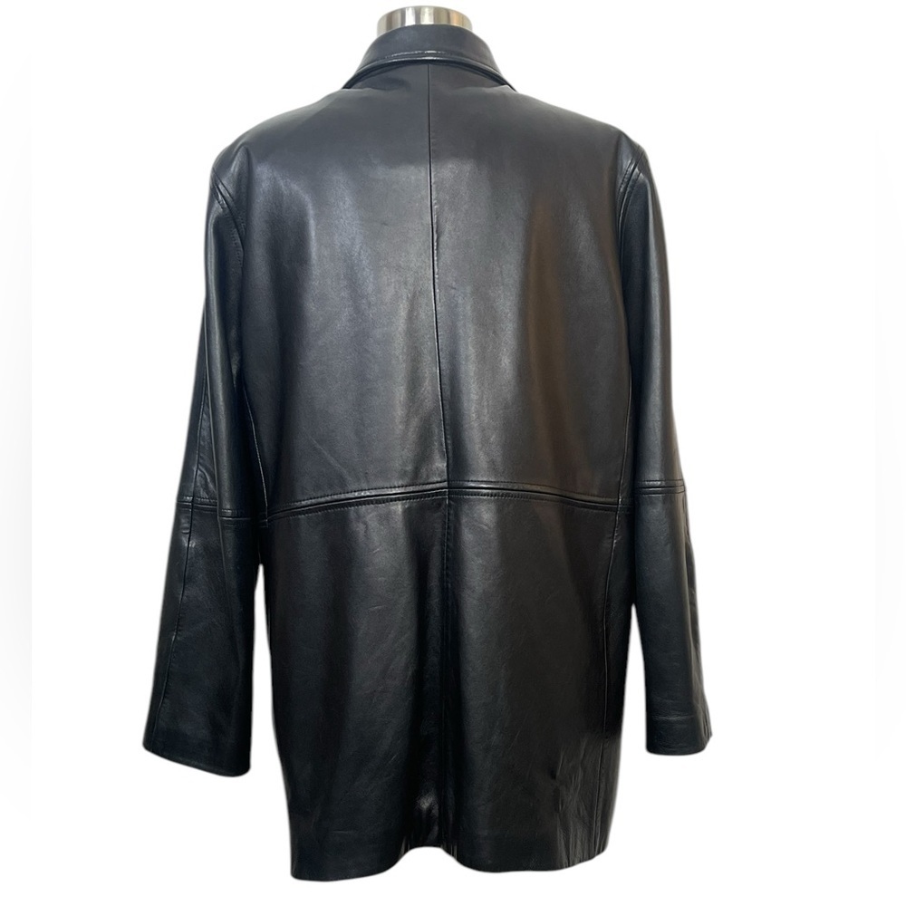 Vintage 90s Black Leather Jacket Punk Quite Luxury Model Off Duty Carrie Bradsha - Picture 7 of 15